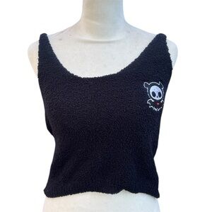 Hot Topic Skelanimals Goth Emo Super Soft Fuzzy Diego Bat Patch Crop Tank Top M
